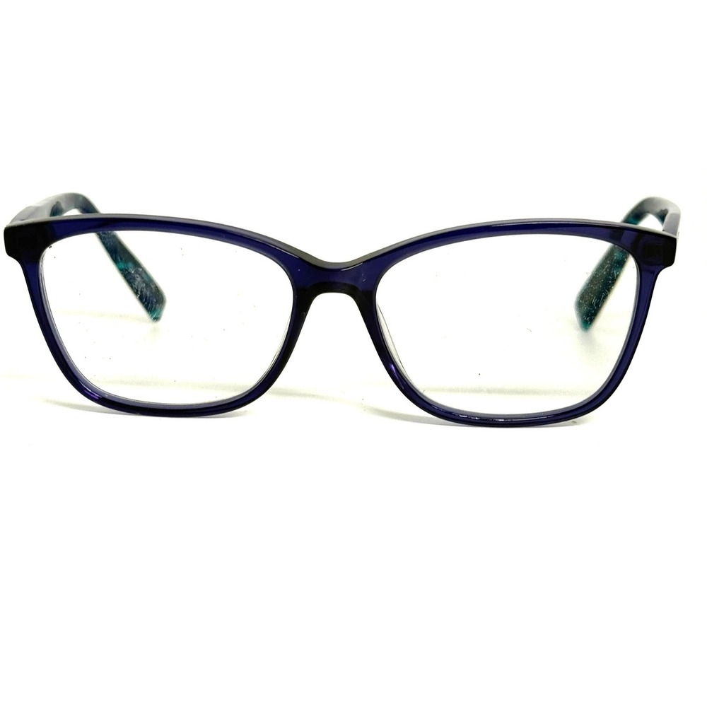 Furla Dark Blue Cat Eye Eyeglass Frames with Mosaic Pattern Temples 24370